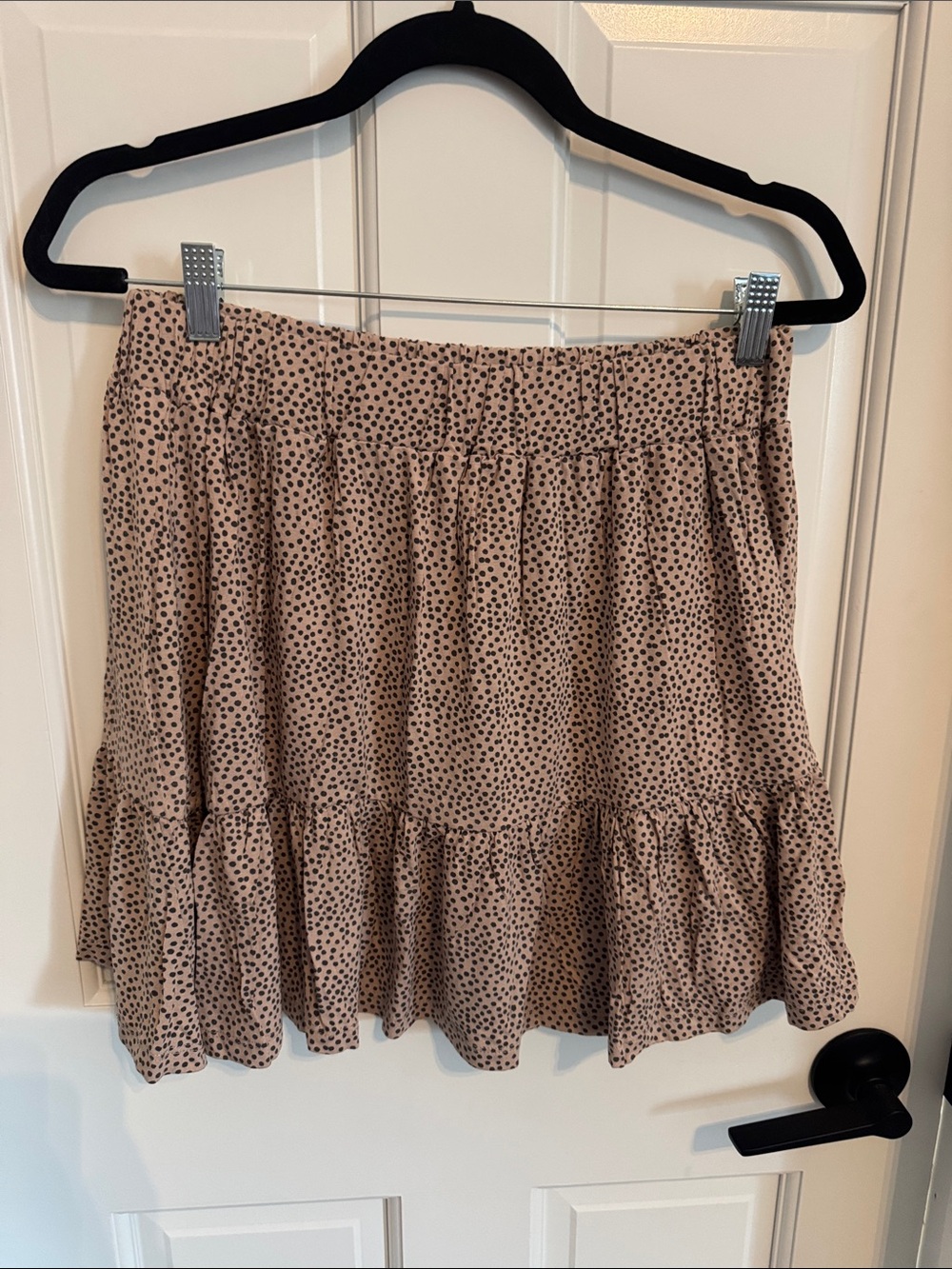 Nasty Gal Beige Mini Skirt with Black Polka Dots